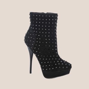 Black Spiky Bootie Heels